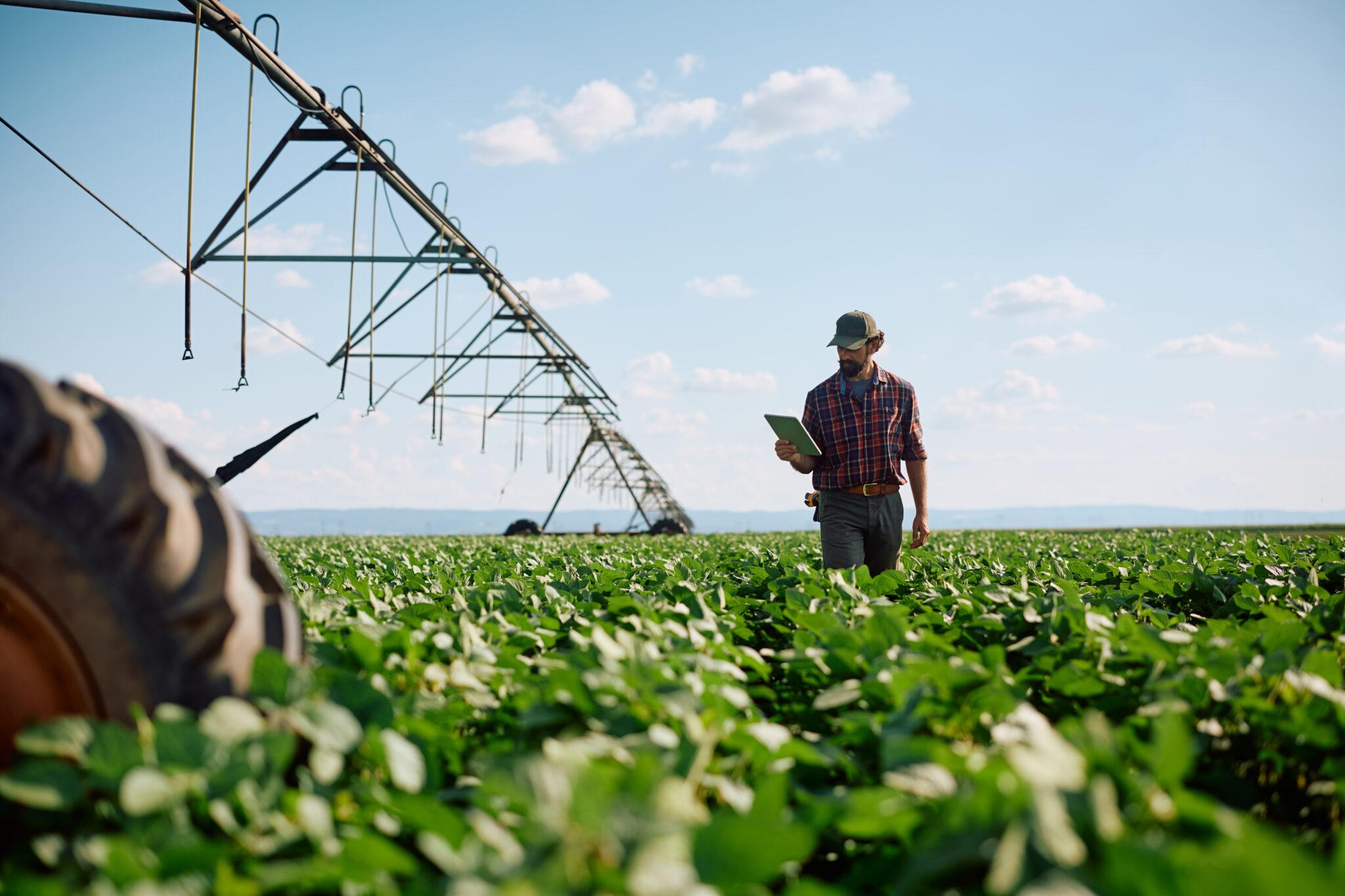 Modern irrigation control technology on a farm
