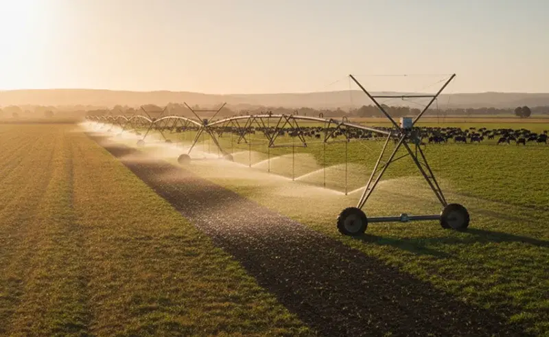 Irrigation system on lucerne and hay farm